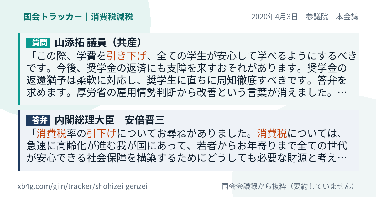 質問と答弁のカード