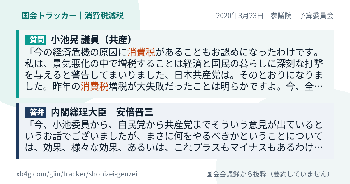 質問と答弁のカード