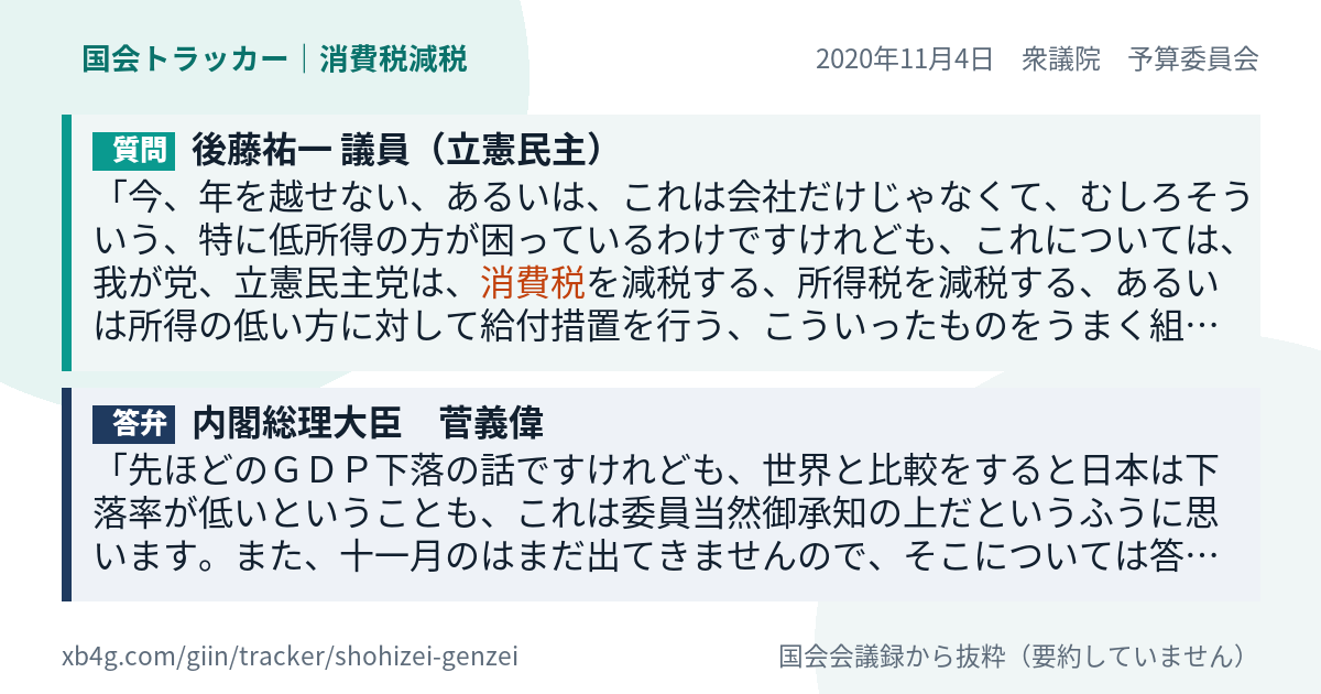質問と答弁のカード