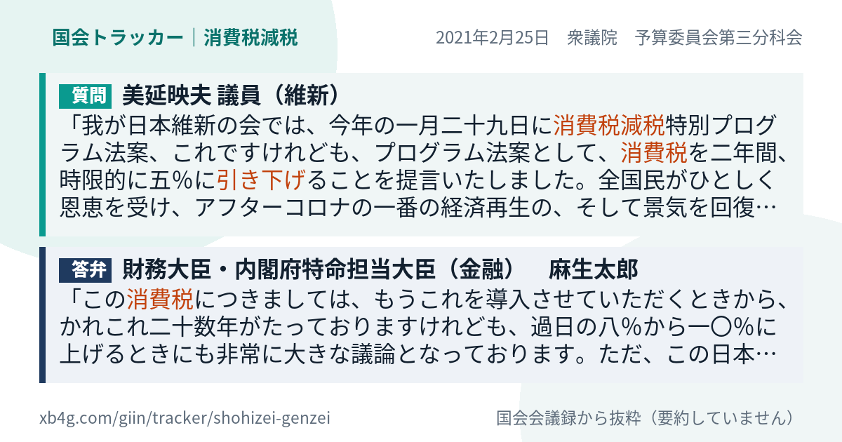 質問と答弁のカード