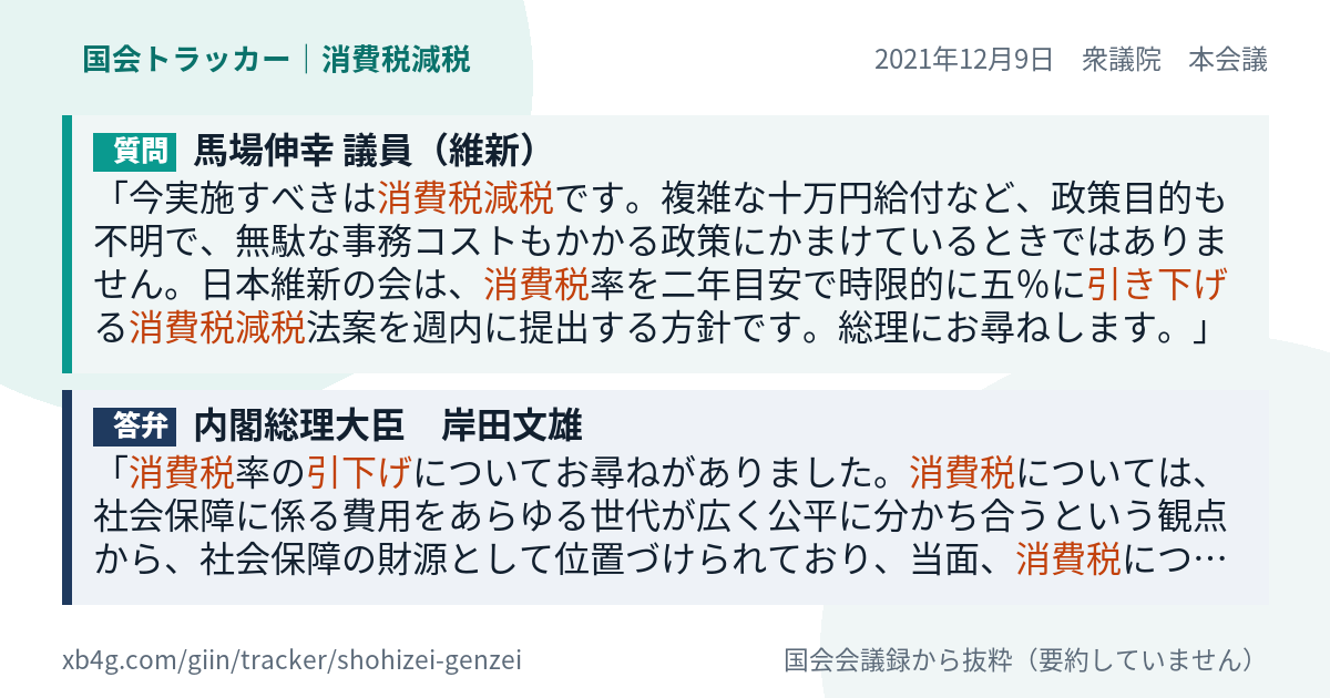 質問と答弁のカード