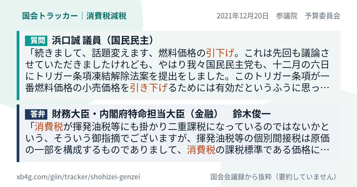 質問と答弁のカード