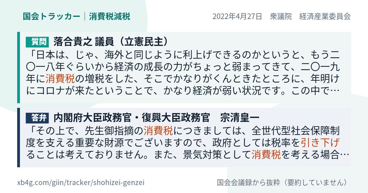 質問と答弁のカード