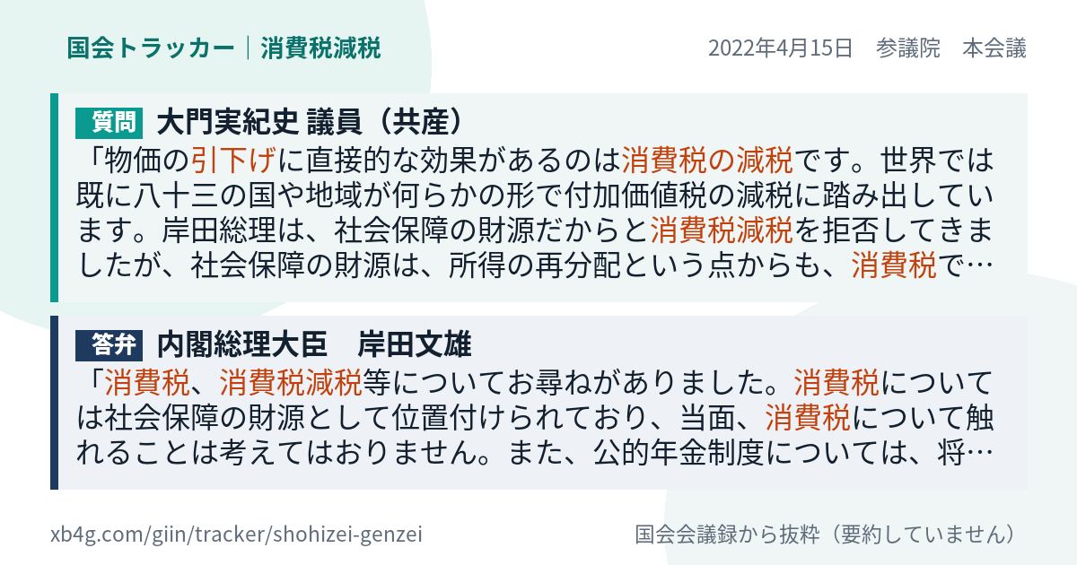 質問と答弁のカード