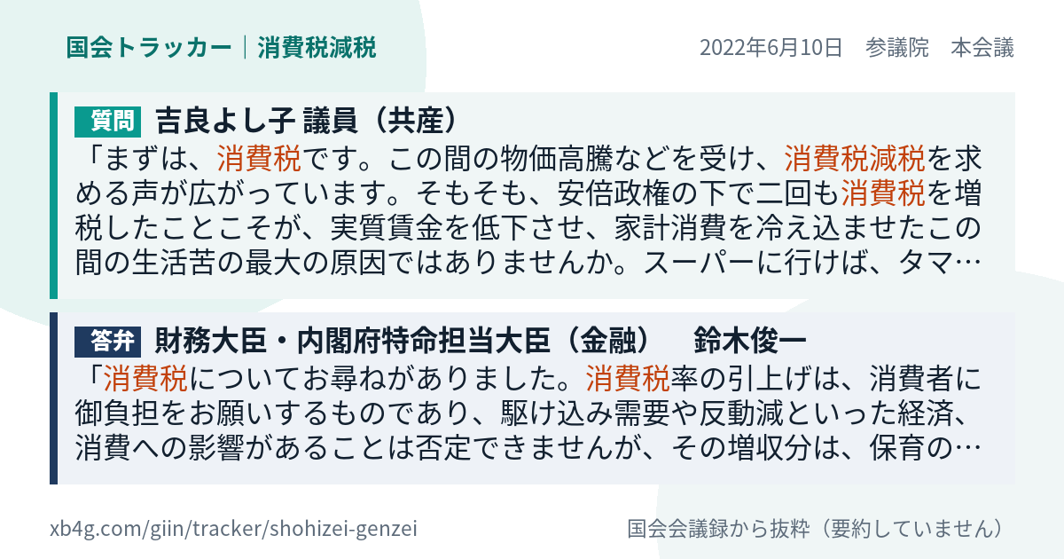 質問と答弁のカード
