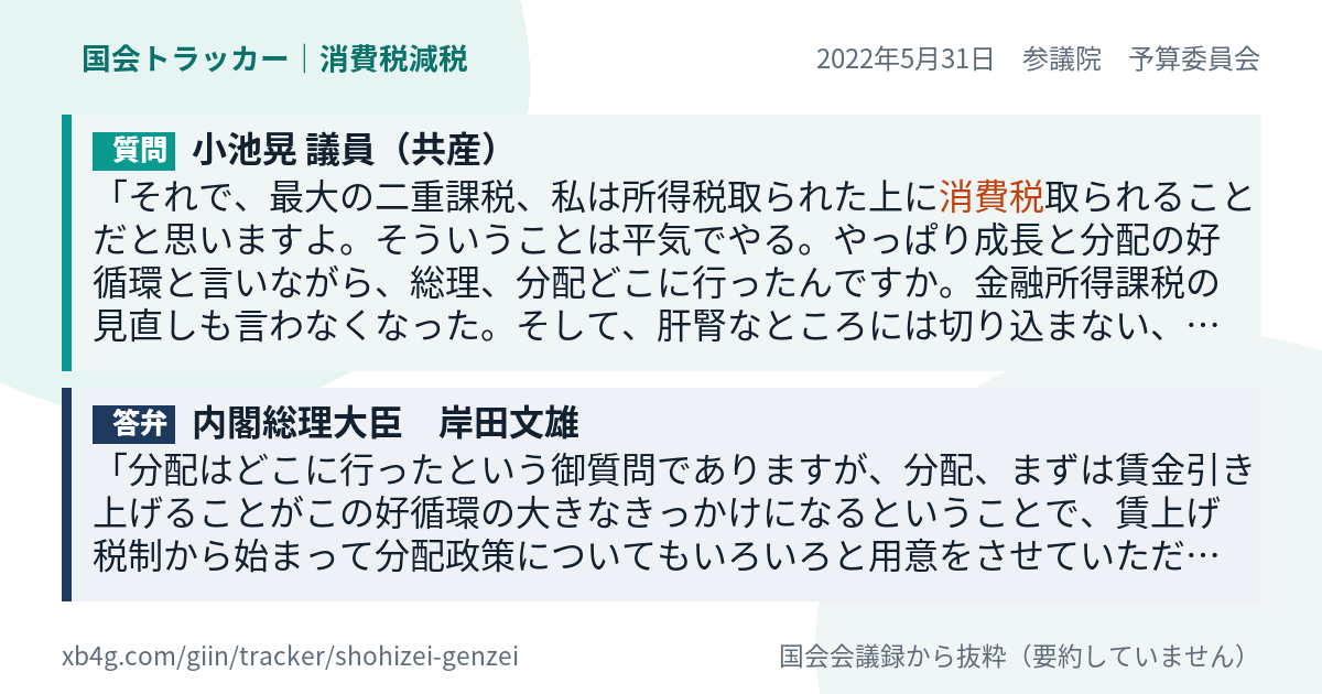質問と答弁のカード
