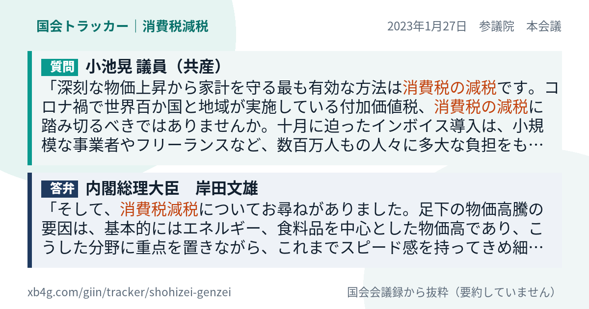 質問と答弁のカード