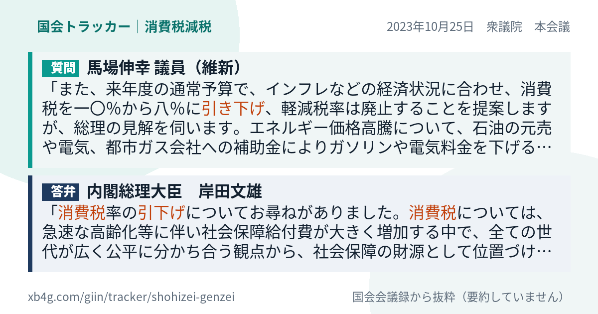 質問と答弁のカード