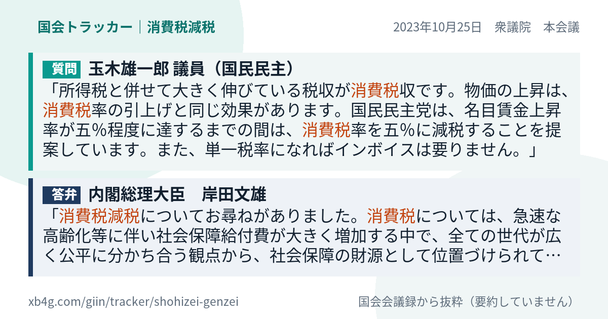 質問と答弁のカード