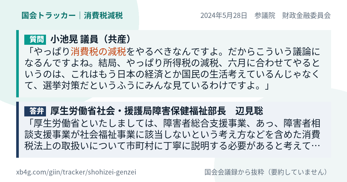 質問と答弁のカード