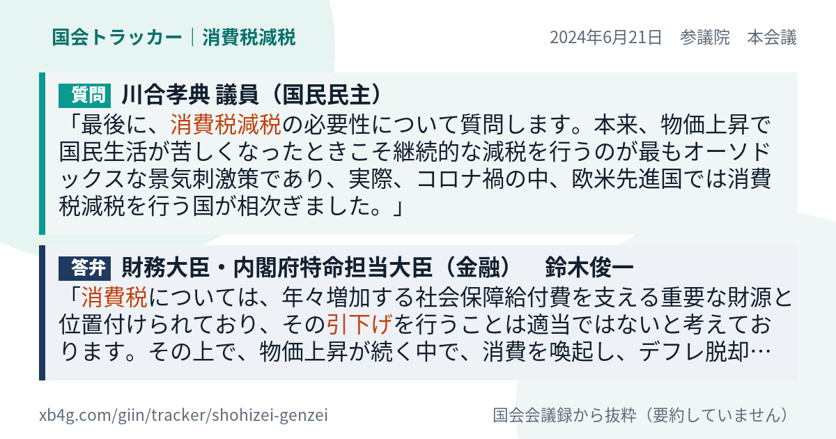 質問と答弁のカード
