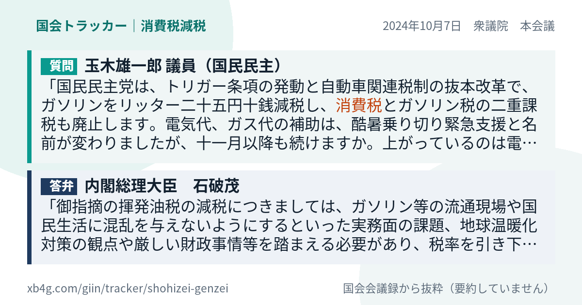 質問と答弁のカード