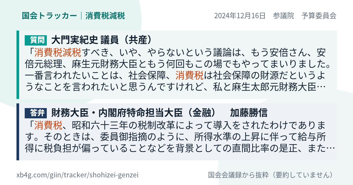 質問と答弁のカード