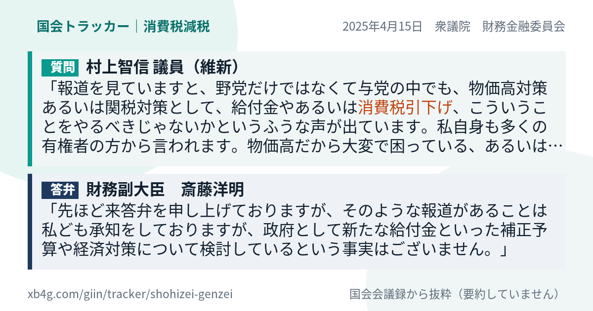 質問と答弁のカード