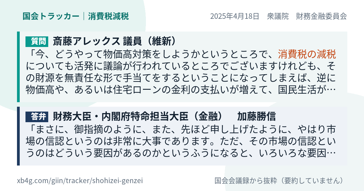 質問と答弁のカード