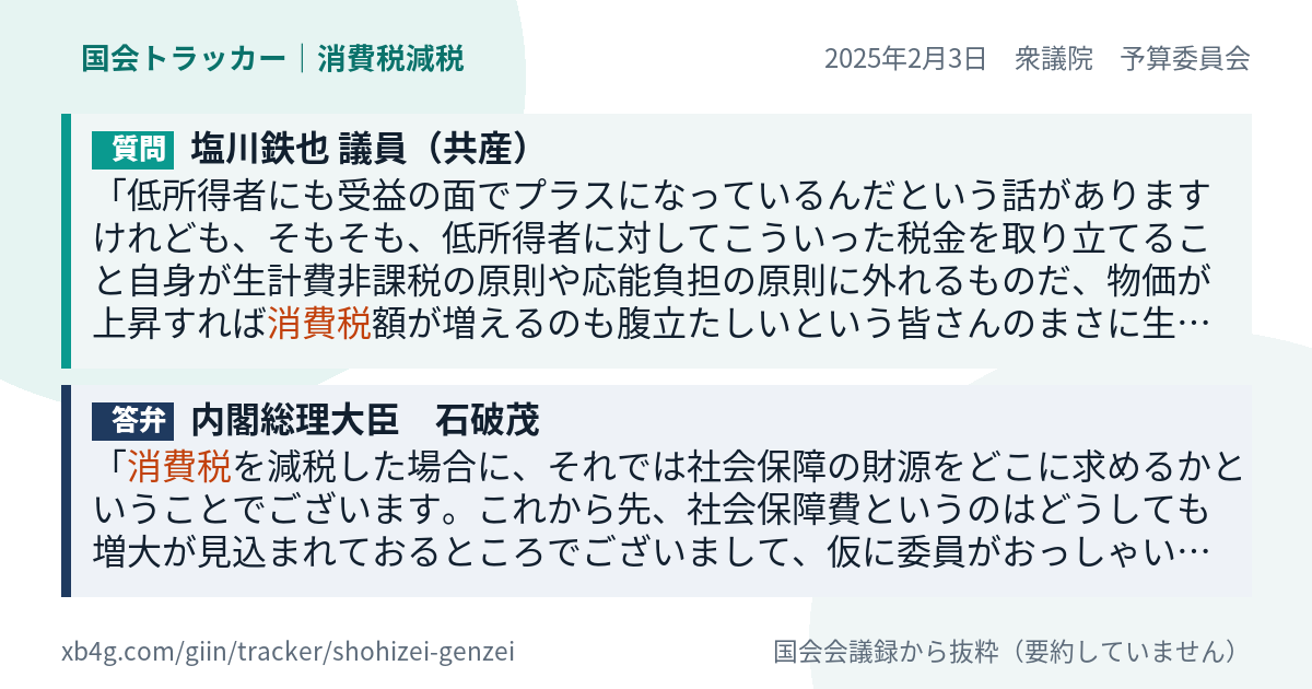 質問と答弁のカード