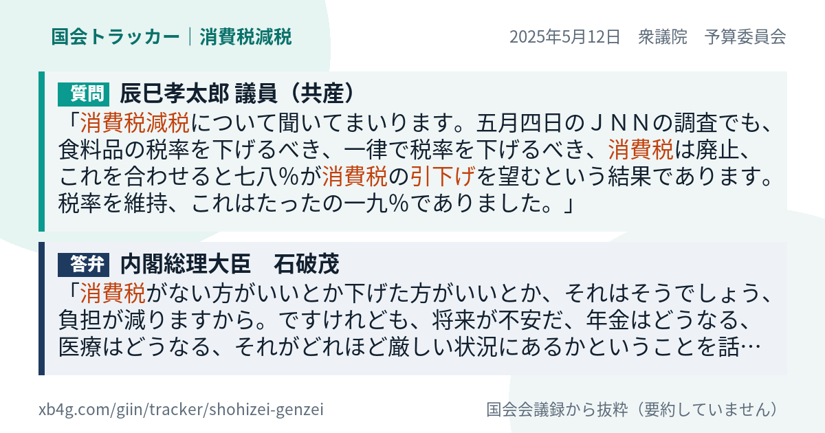 質問と答弁のカード