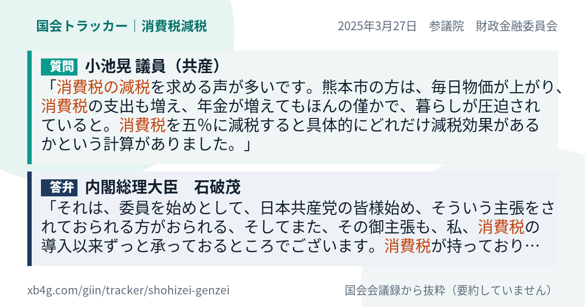 質問と答弁のカード