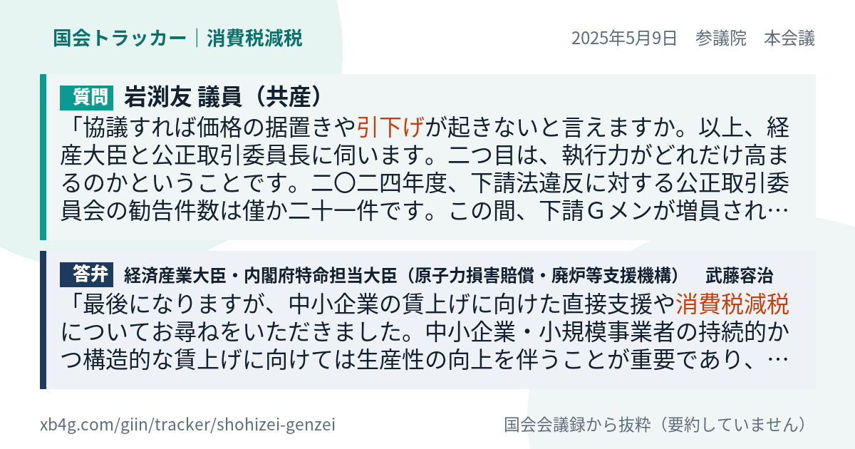 質問と答弁のカード