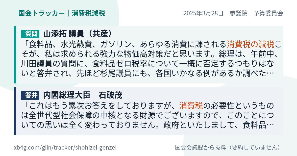 質問と答弁のカード