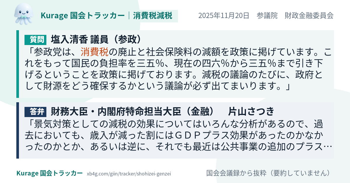 質問と答弁のカード