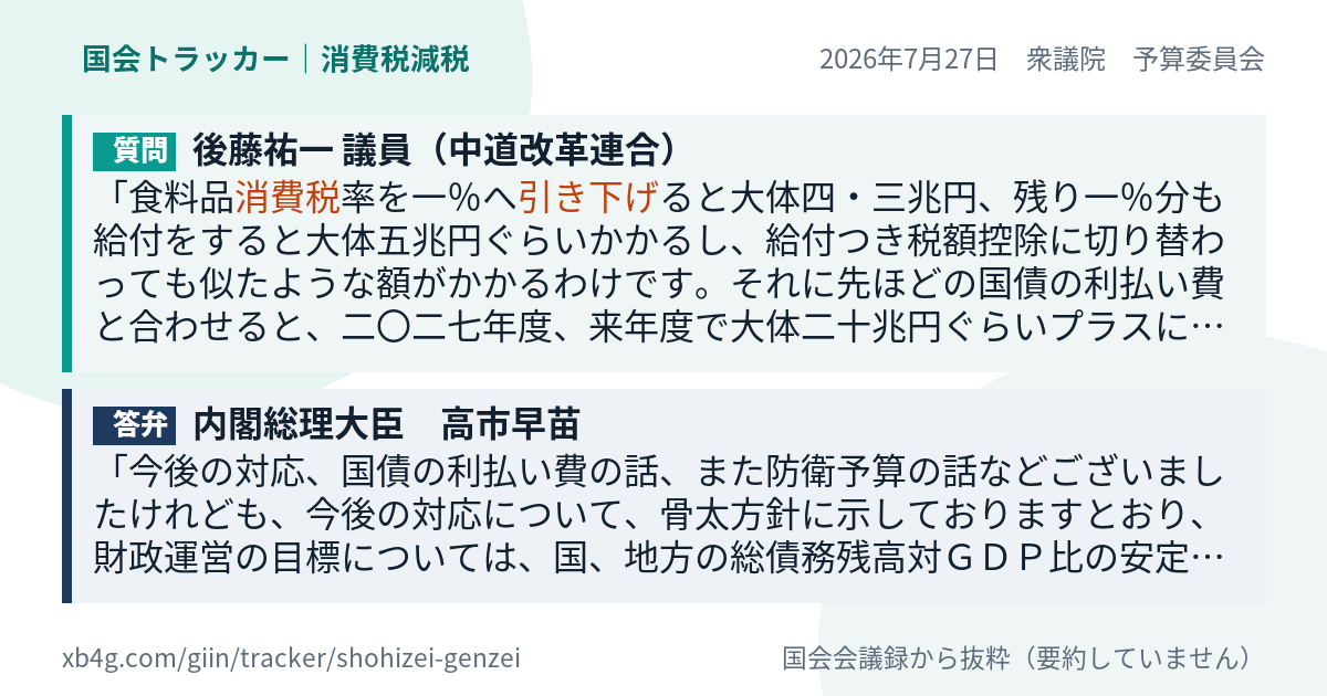 質問と答弁のカード