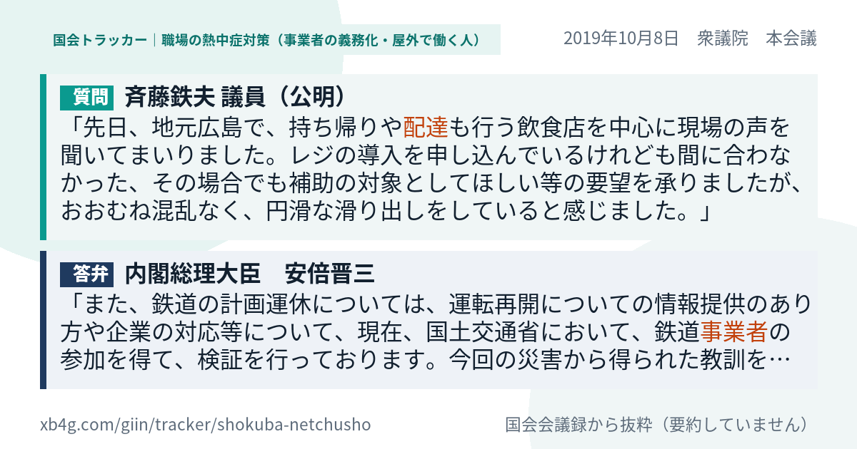質問と答弁のカード