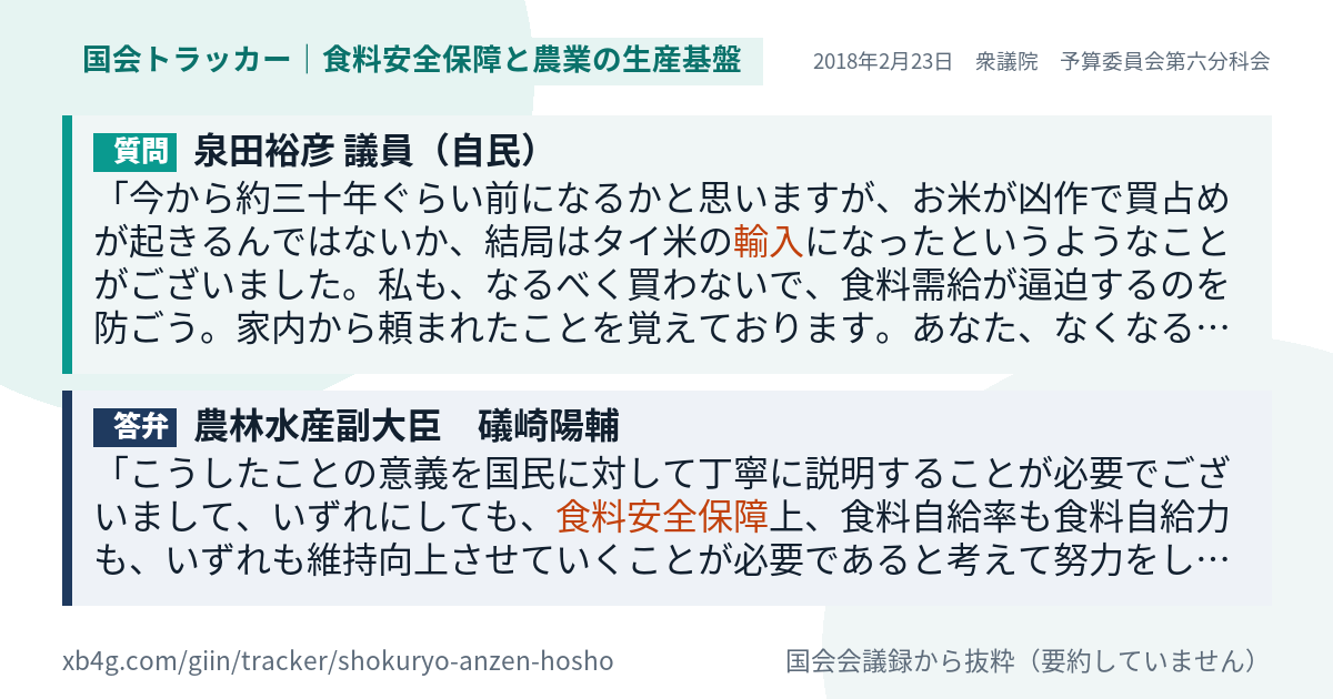 質問と答弁のカード