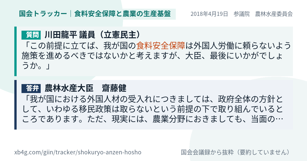 質問と答弁のカード