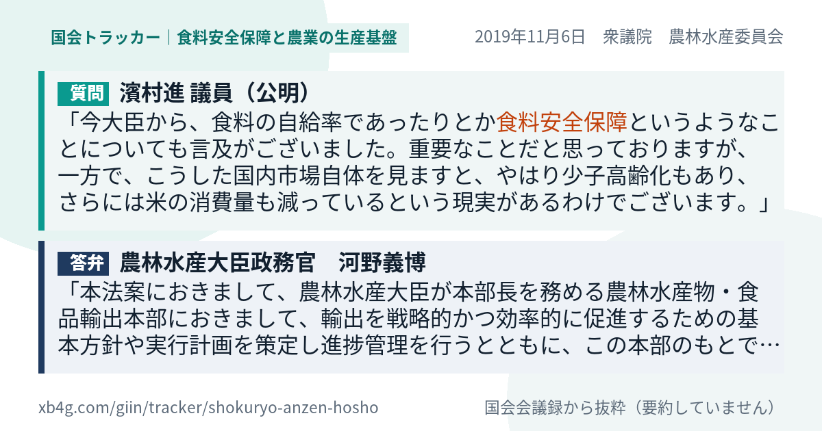 質問と答弁のカード