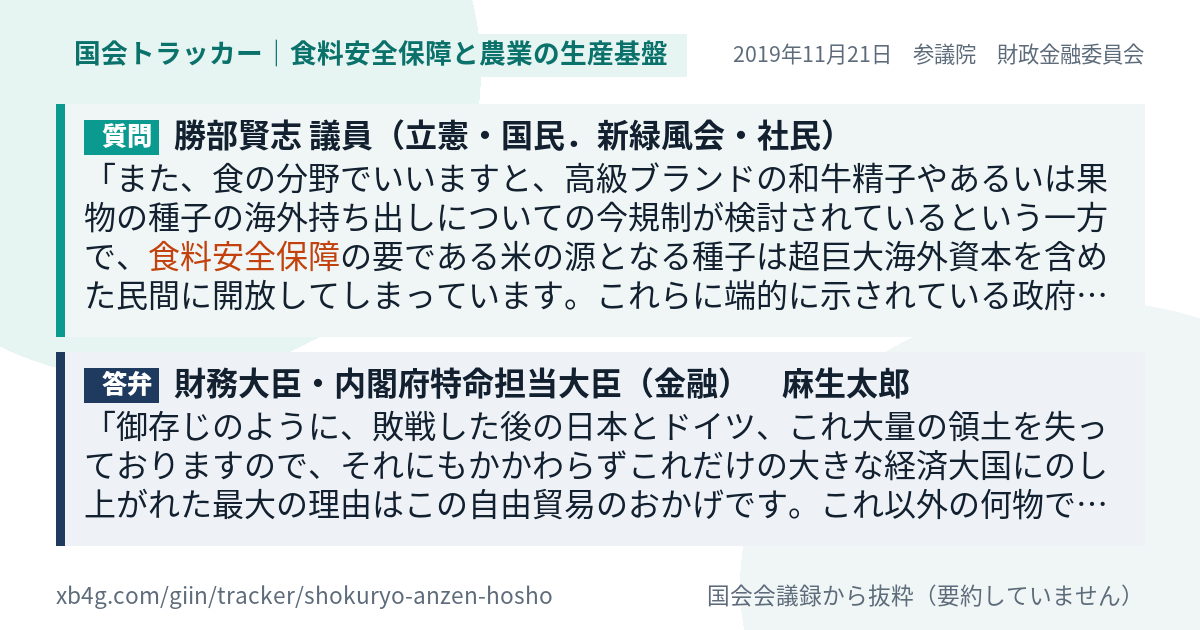 質問と答弁のカード
