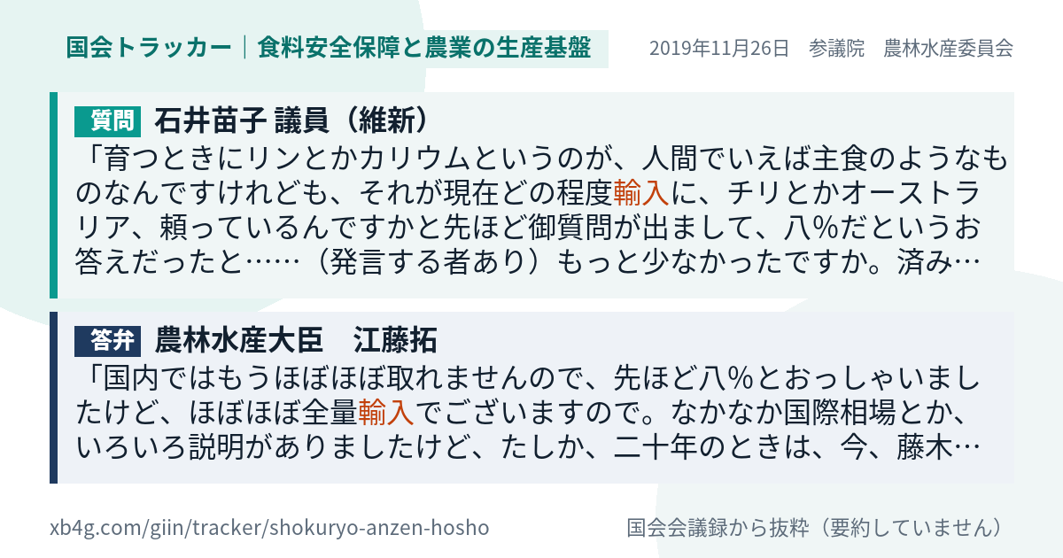 質問と答弁のカード