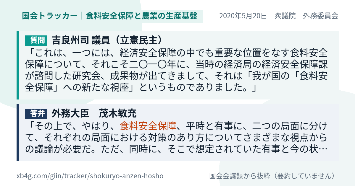 質問と答弁のカード