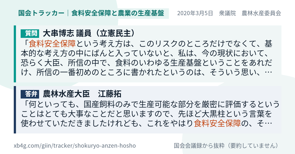 質問と答弁のカード