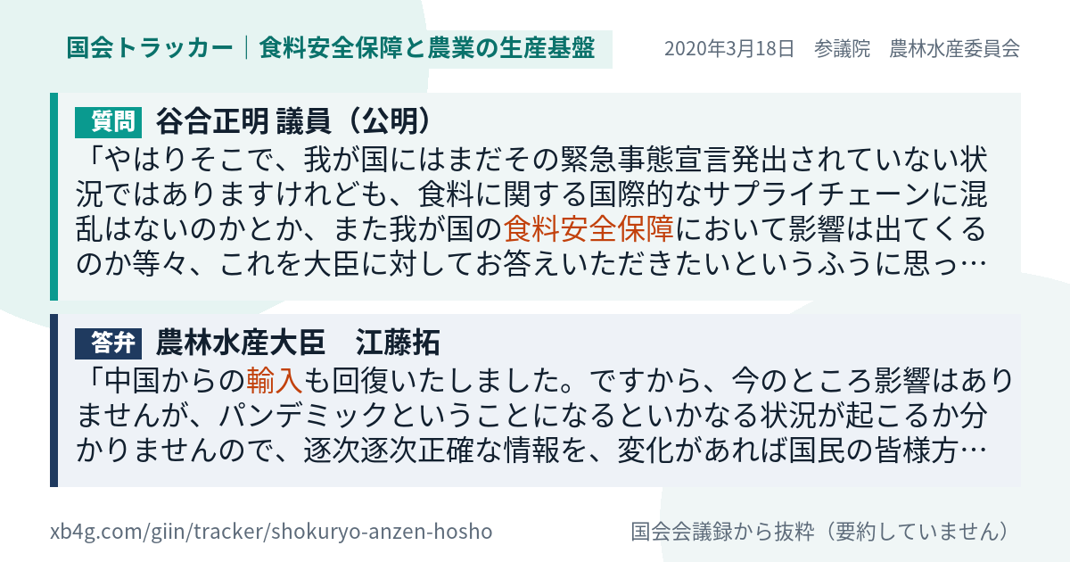 質問と答弁のカード