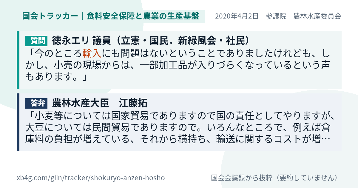 質問と答弁のカード