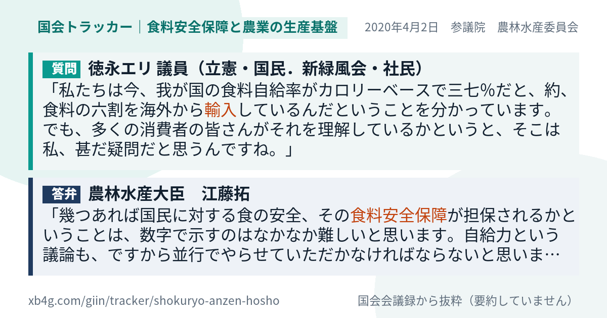 質問と答弁のカード