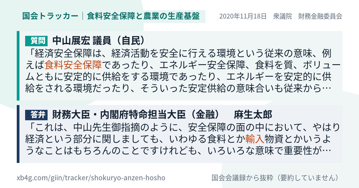 質問と答弁のカード
