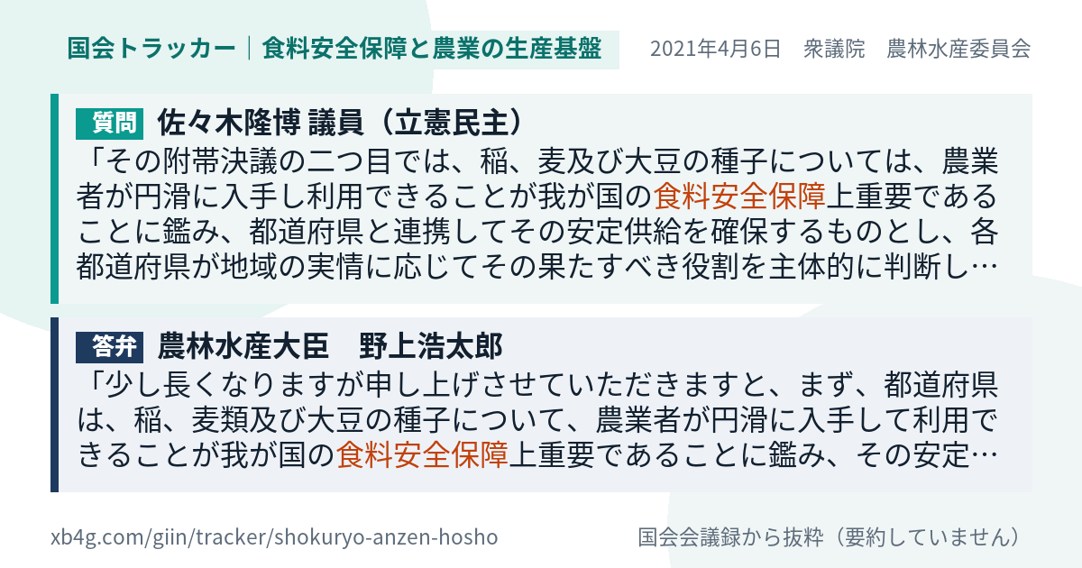 質問と答弁のカード