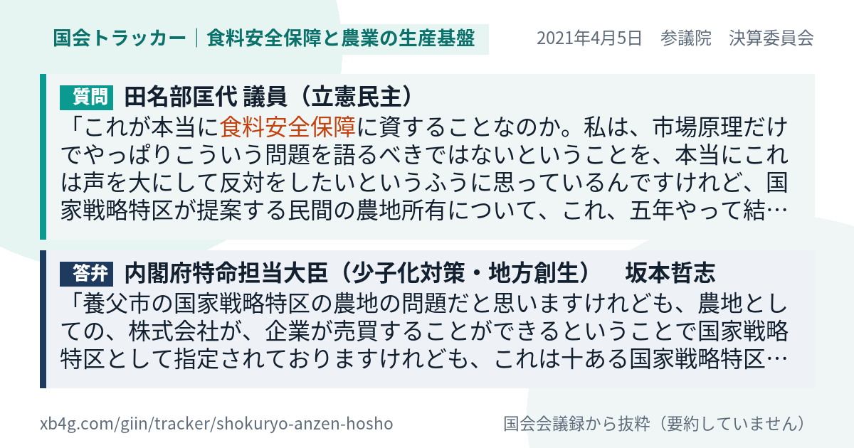 質問と答弁のカード