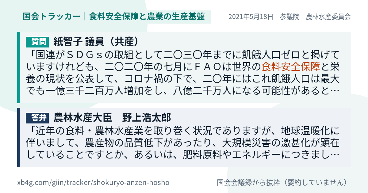 質問と答弁のカード