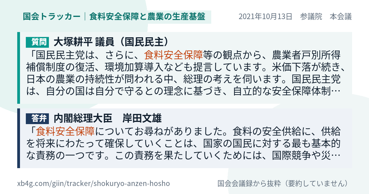 質問と答弁のカード