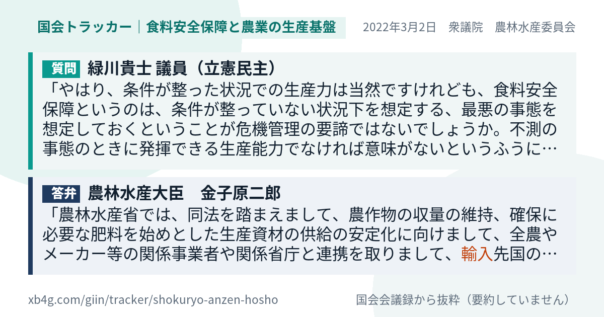 質問と答弁のカード
