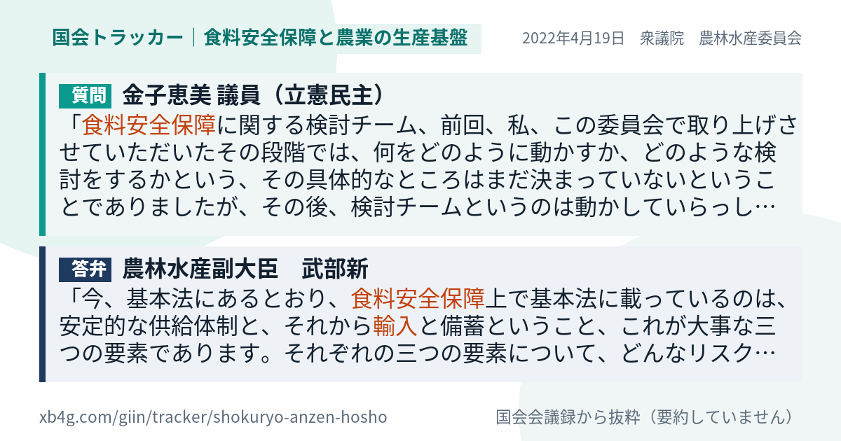 質問と答弁のカード
