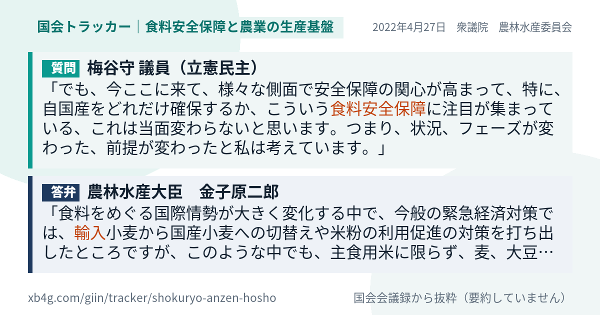 質問と答弁のカード