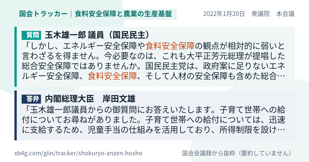質問と答弁のカード