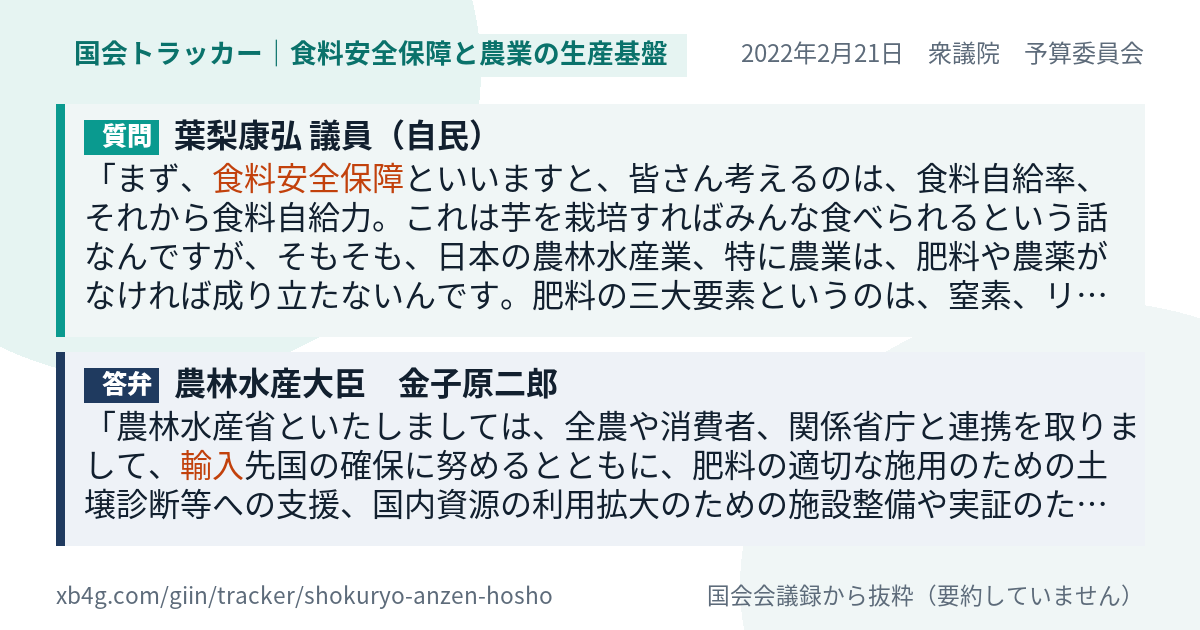 質問と答弁のカード