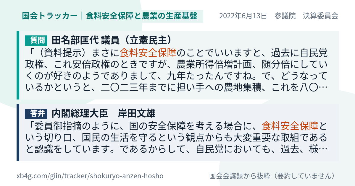 質問と答弁のカード
