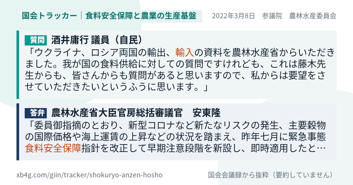 質問と答弁のカード