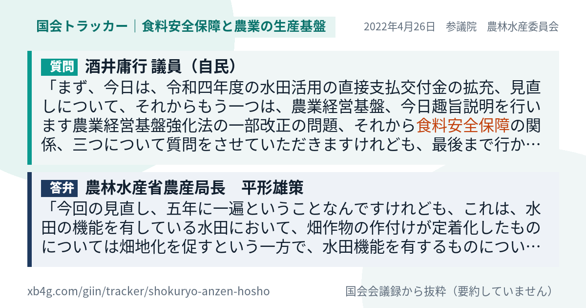 質問と答弁のカード